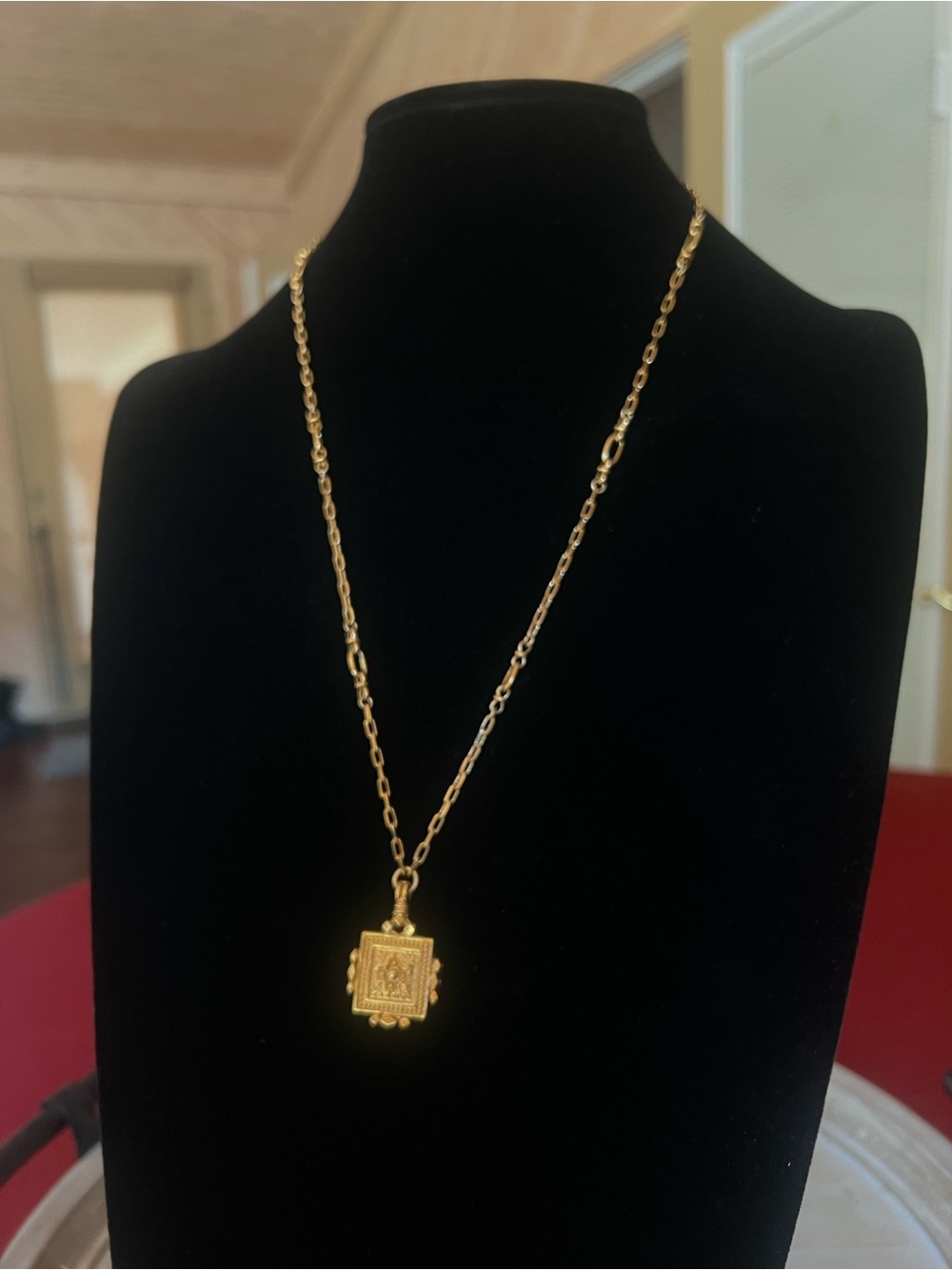 Gold Rectangular Locket Pendant Necklace - Women's Gold Necklace